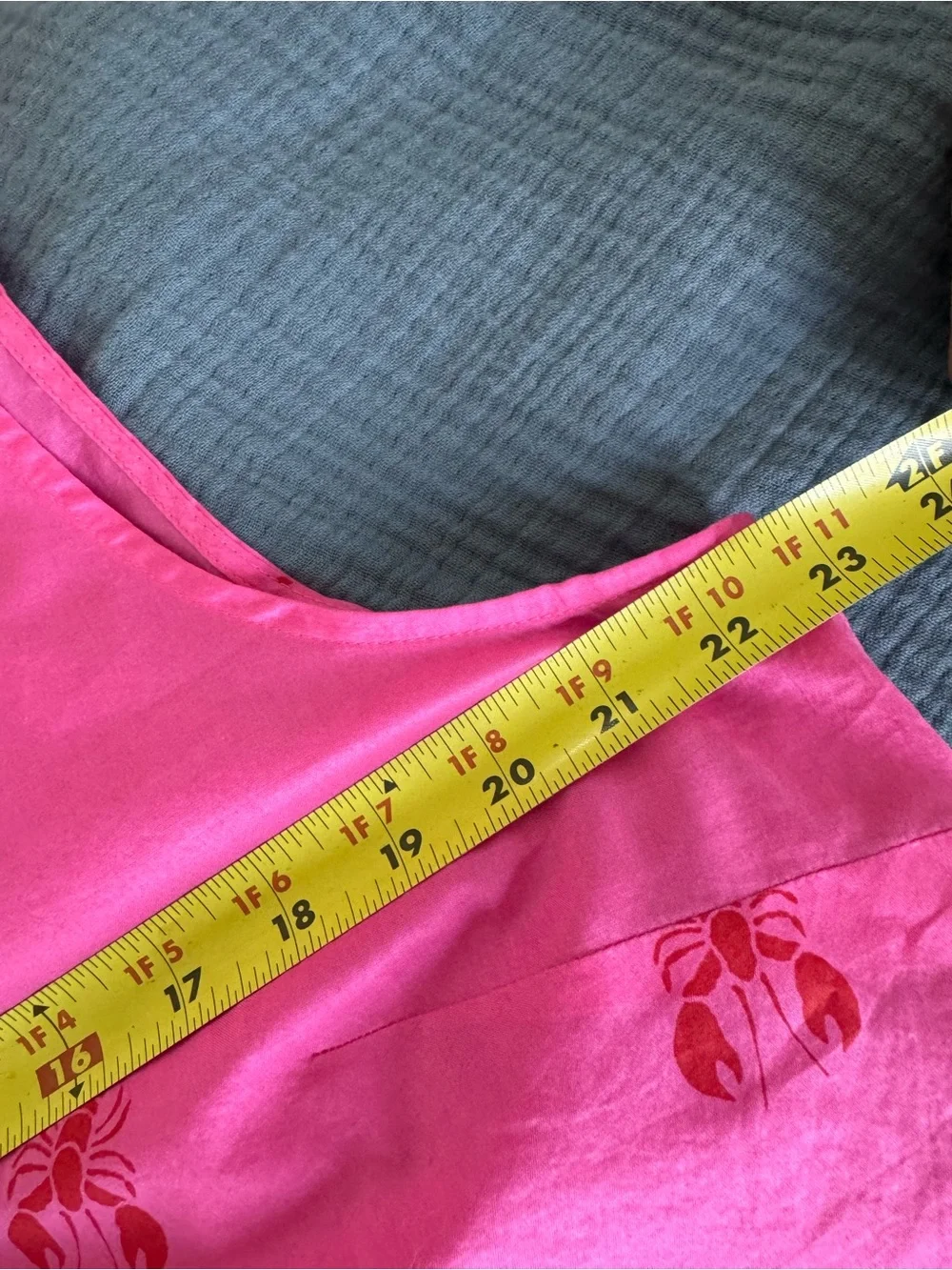 J.Crew Factory Pink Lobster Print Ruffle Front Button Down Tank Top XXL